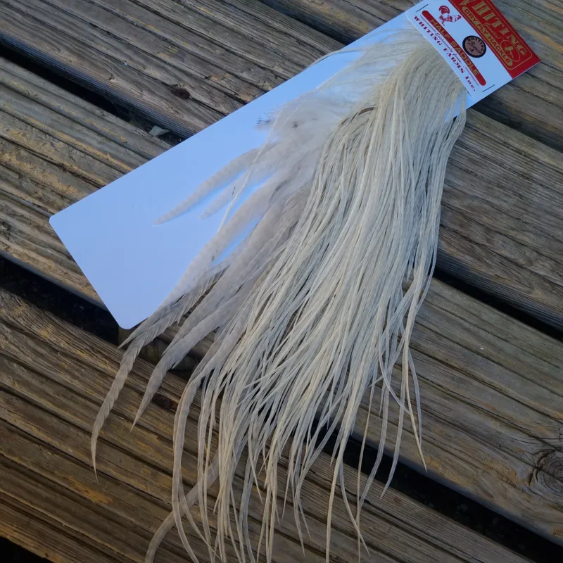 Whiting 1/2 BRONZE Grade Dry Fly Rooster Saddle in White-1